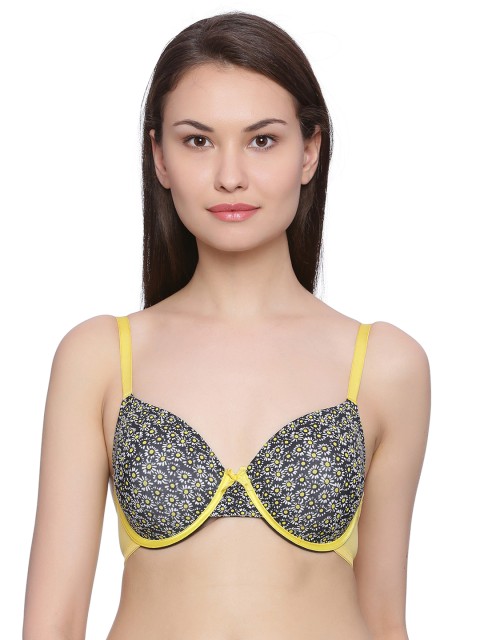 

Zivame Grey Printed Underwired Lightly Padded T-shirt Bra
