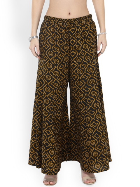 

Varanga Women Black Flared Printed Palazzos