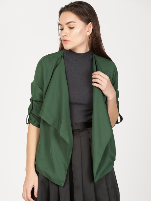 

ether Green Solid Open Front Shrug