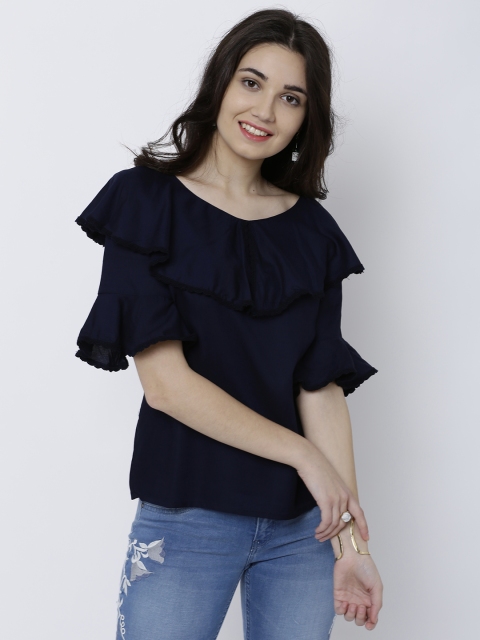 

Tokyo Talkies Women Navy Blue Solid Top