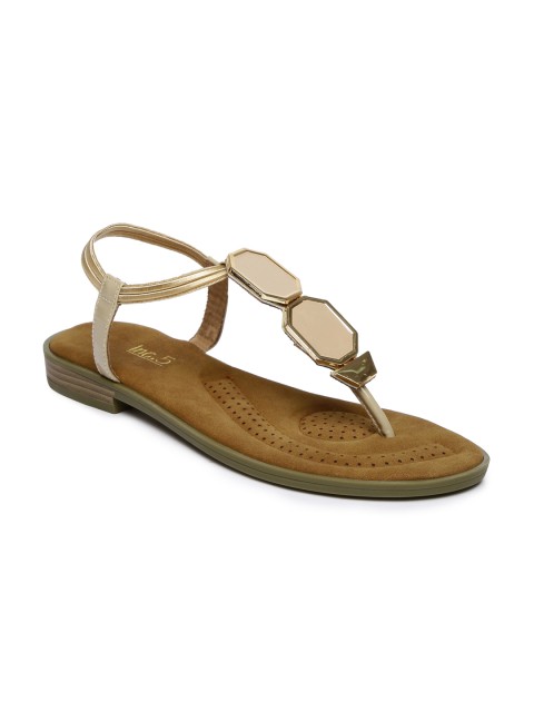 

Inc 5 Women Beige Solid Synthetic T-Strap Flats