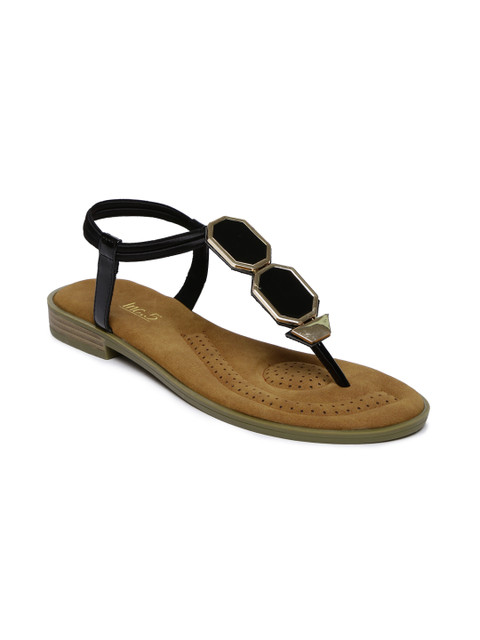 

Inc 5 Women Black Solid Synthetic T-Strap Flats