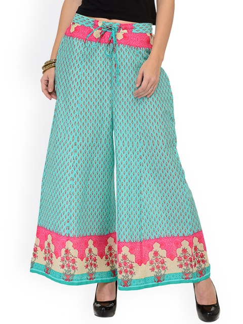 

Ayaany Women Sea Green Flared Printed Palazzos