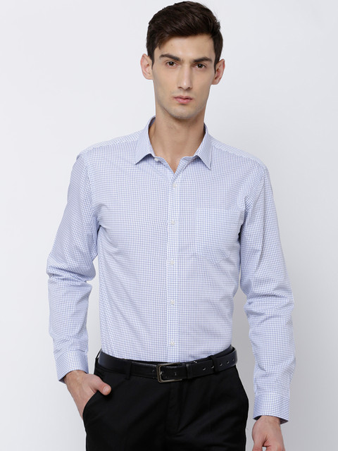 

Black coffee Men White Slim Fit Checked Formal Shirt