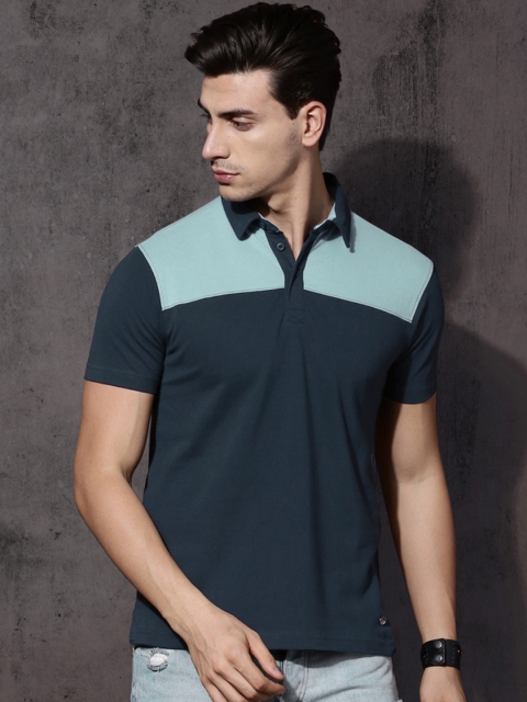 

Roadster Men Blue Polo Collar T-shirt