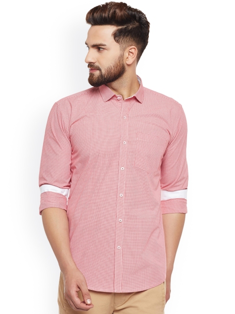 

DENNISON Men White & Red Slim Fit Checked Casual Shirt