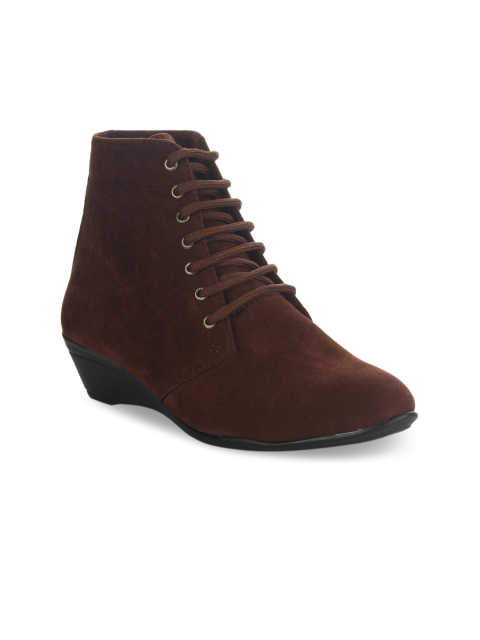 

Shoetopia Women Brown Solid Heeled Boots