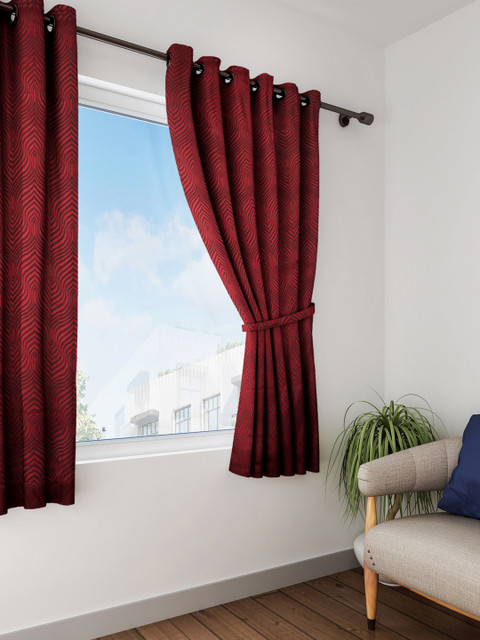 

Cortina Maroon Set of 2 Printed Window Curtains