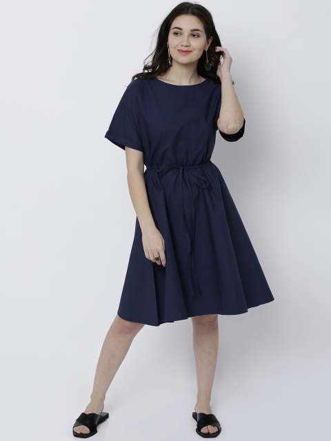 

Tokyo Talkies Women Blue Solid A-Line Dress