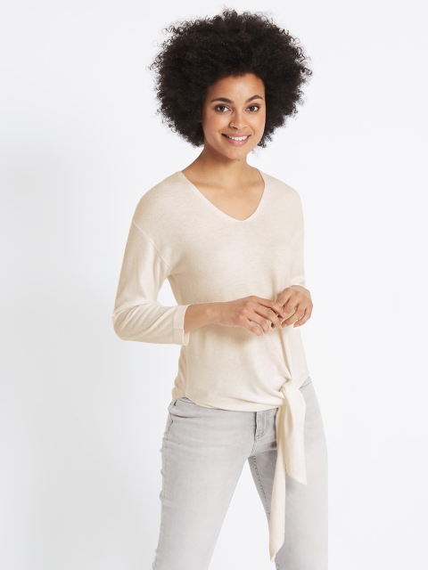 

Marks & Spencer Women Off-White Sweater with Knot Detail
