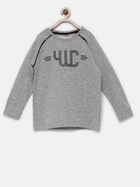 

YWC Boys Grey Melange Printed Sweatshirt
