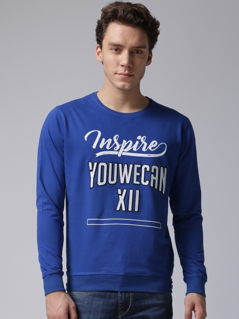 

YWC Men Blue Printed Sweatshirt