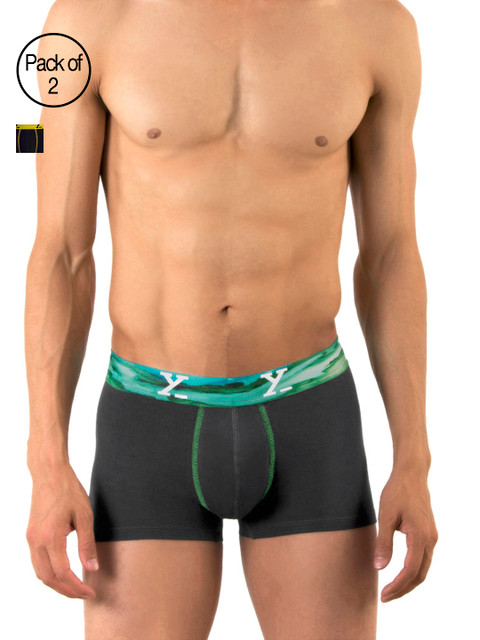 

XYXX Men IntelliSoft Antimicrobial Micro Modal Pack of 2 Dynamo Trunks XYTRNK2PCKN110, Charcoal