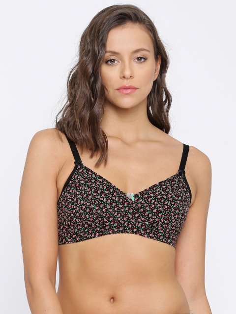 

Enamor Black Printed Non-Wired Non Padded Medium Coverage Everyday Bra AB82