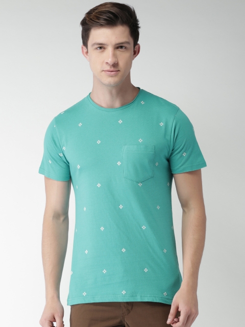 

Mast & Harbour Men Blue Printed Round Neck T-shirt