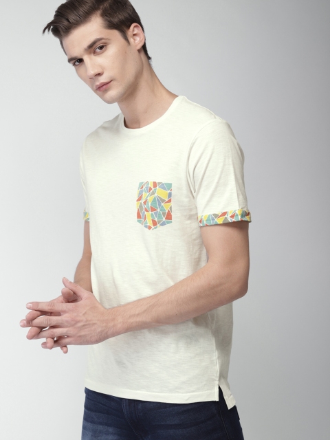 

Mast & Harbour Men White Printed Round Neck T-shirt