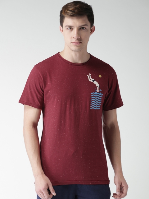 

Mast & Harbour Men Maroon Printed Round Neck T-shirt