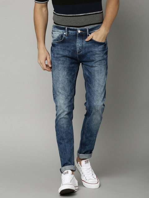 

French Connection Men Blue Slim Fit Mid-Rise Low Distress Stretchable Jeans