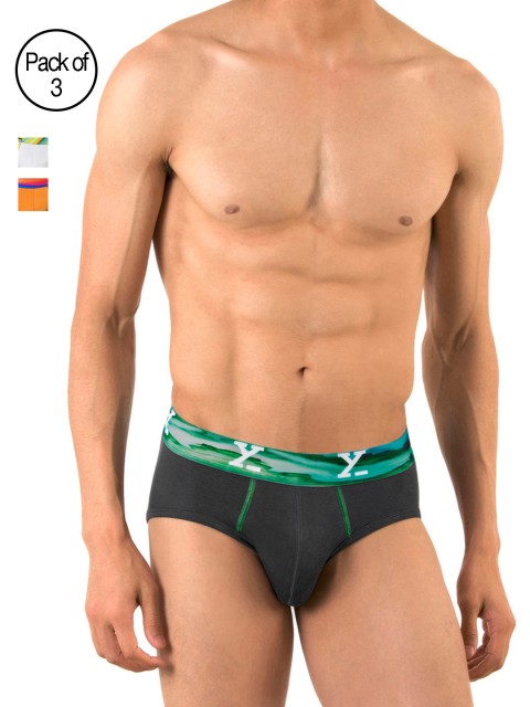 

XYXX Men Pack of 3 Ultra Soft Micro Modal Briefs XYBRF3PCKN172, Grey
