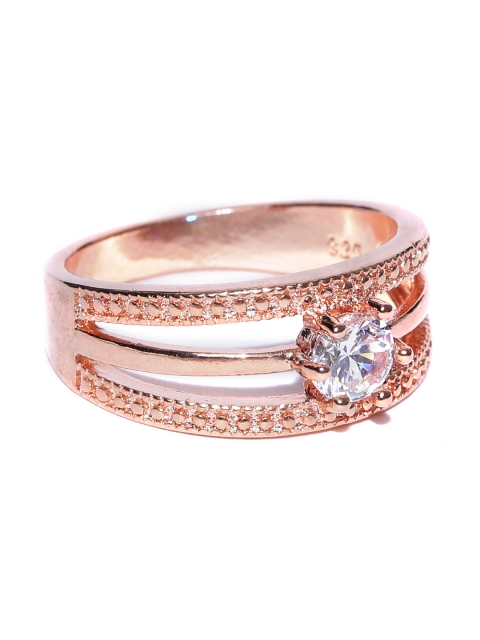 

OOMPH Rose Gold-Toned Cubic Zirconia Stone-Studded Ring