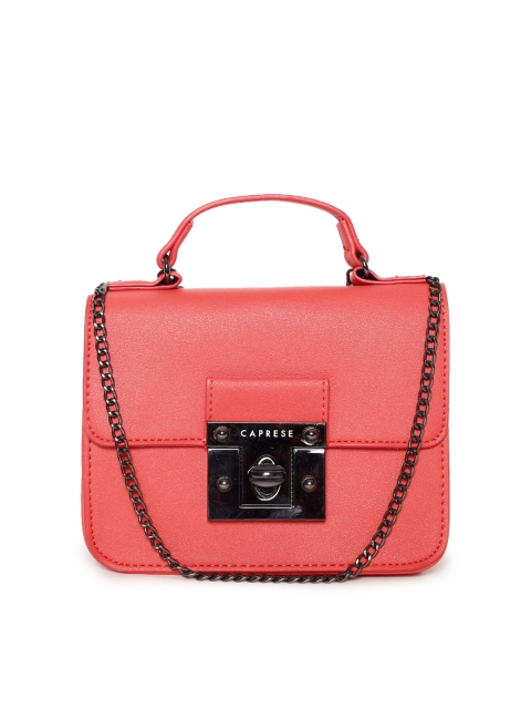 

Caprese Coral Red Solid Satchel with Chain Strap