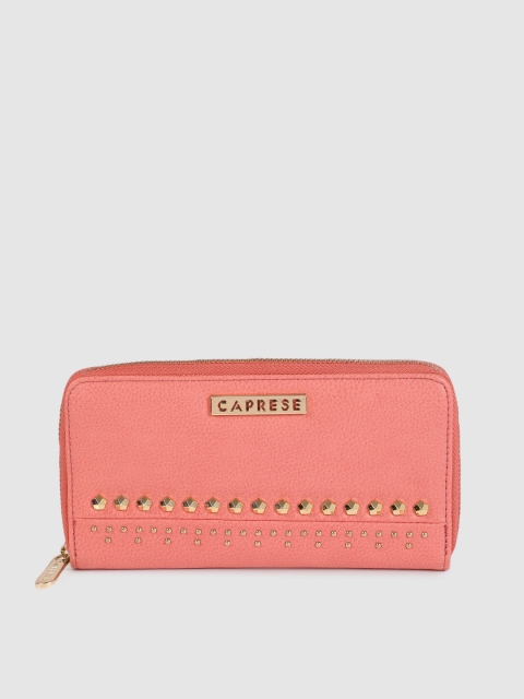 

Caprese Women Peach Solid Zip Around Wallet