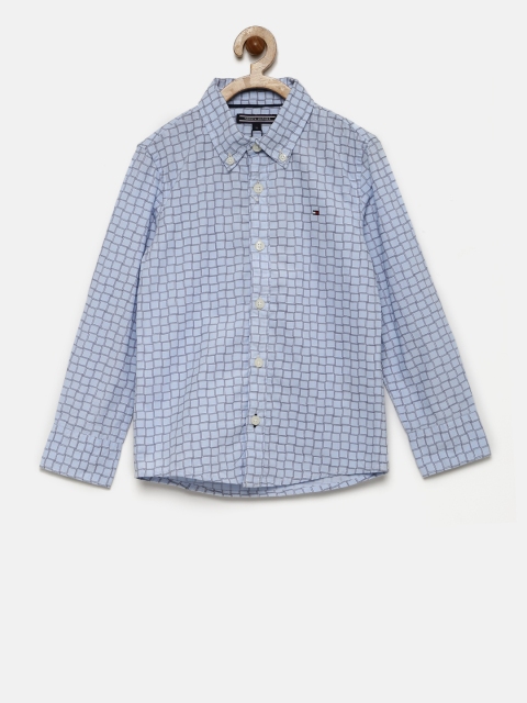 

Tommy Hilfiger Boys Blue Regular Fit Printed Casual Shirt