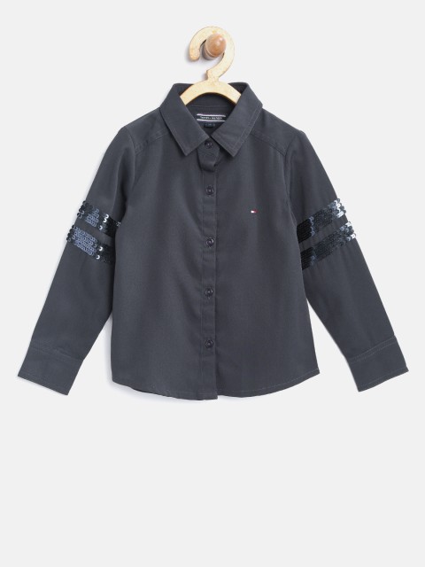 

Tommy Hilfiger Girls Navy Solid Casual Shirt, Navy blue