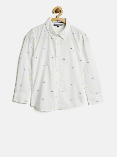 

Tommy Hilfiger Boys White Custom Fit Patterned Casual Shirt