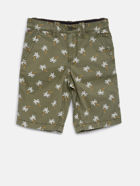 

Tommy Hilfiger Boys Olive Green Printed Regular Fit Regular Shorts