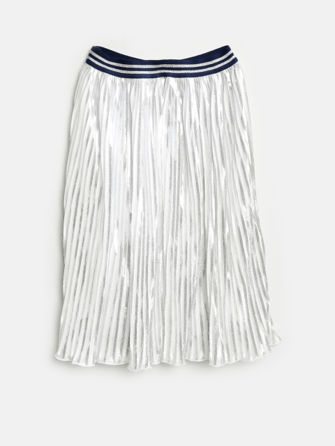 

Tommy Hilfiger Girls White & Golden Mini Pleated Flared Skirt