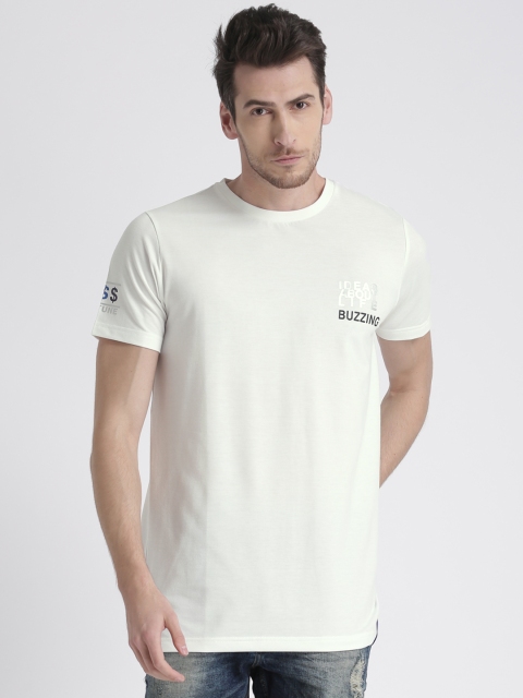 

Splash Men White Solid Round Neck T-shirt