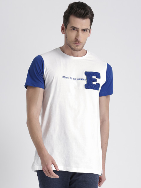 

Splash Men White Printed Round Neck T-shirt