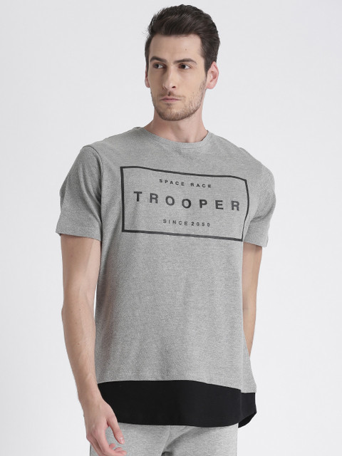 

Splash Men Grey Printed Round Neck T-shirt