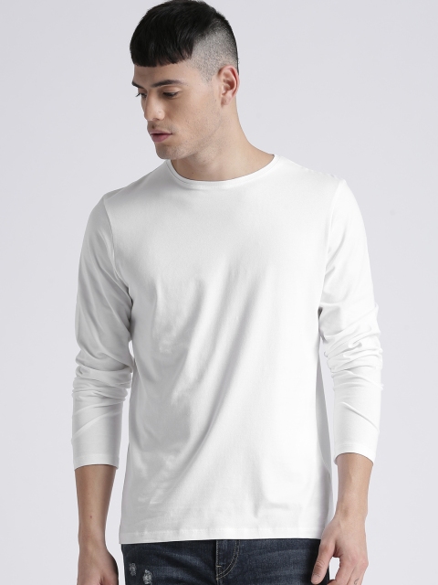 

Splash Men White Solid Round Neck T-shirt