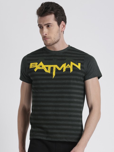 

Splash Men Charcoal Grey & Black Striped Round Neck T-Shirt