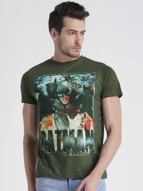 

Splash Men Green Printed Round Neck T-shirt