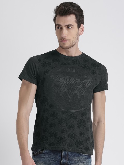 

Splash Men Charcoal Grey Printed Round Neck T-shirt