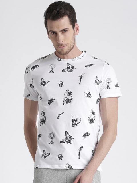 

Splash Men White Printed Round Neck T-shirt