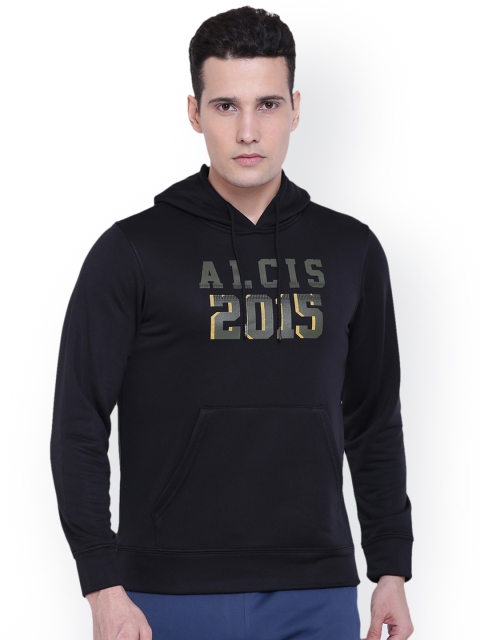 

Alcis Men Black Printed Hooded Sweatshirt