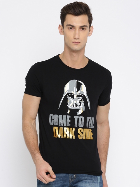 

Jack & Jones Men Black Printed Round Neck T-shirt