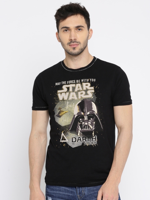 

Jack & Jones Men Black Printed Round Neck T-Shirt