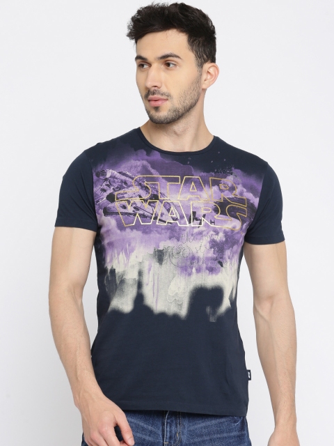 

Jack & Jones Men Navy Blue Printed Round Neck T-shirt