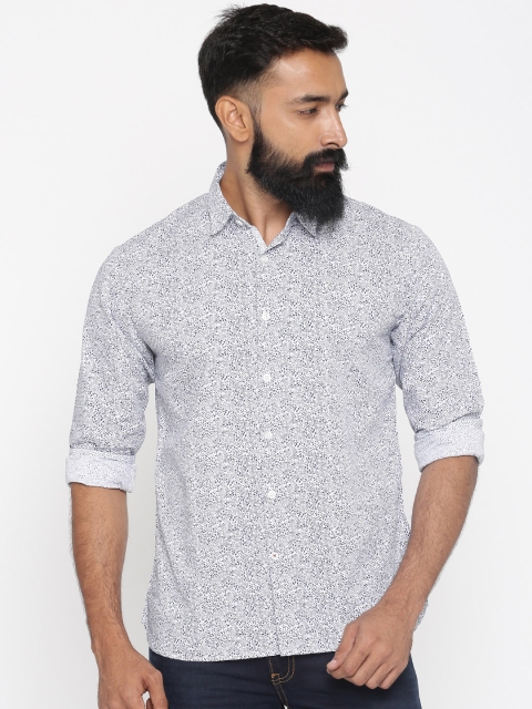 

Pepe Jeans Men White & Navy Slim Fit Printed Casual Shirt