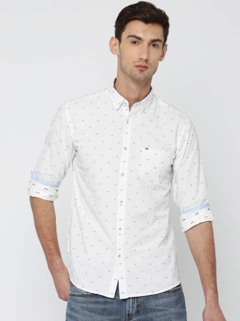 

Pepe Jeans Men White Slim Fit Self Design Casual Shirt