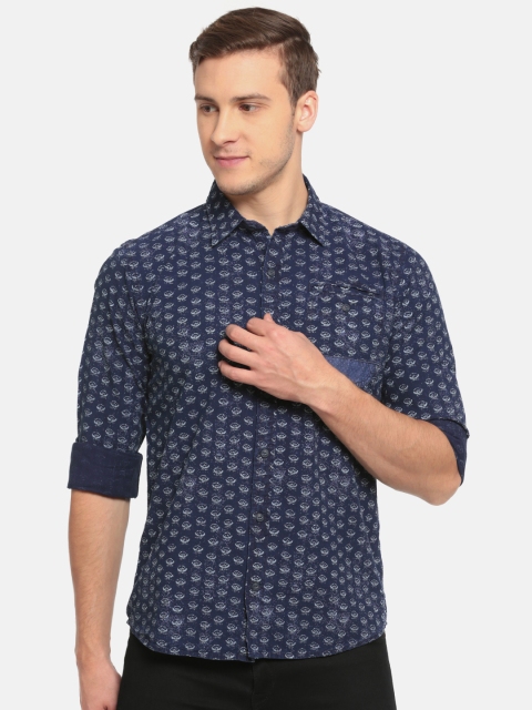 

Pepe Jeans Men Blue Slim Fit Printed Casual Shirt