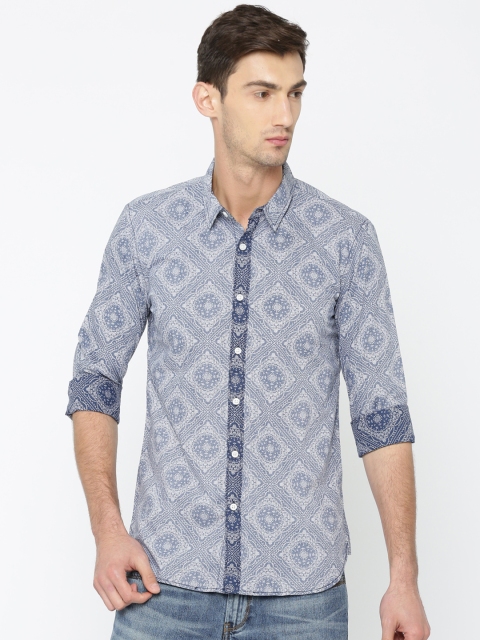 

Pepe Jeans Men Blue Slim Fit Printed Casual Shirt
