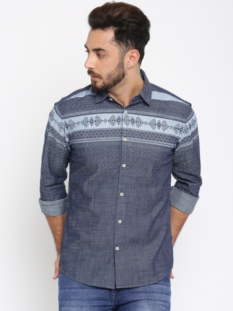 

Pepe Jeans Men Navy Blue Slim Fit Printed Casual Shirt
