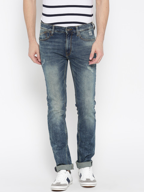 

Pepe Jeans Men Blue Slim Fit Low-Rise Low Distress Stretchable Jeans