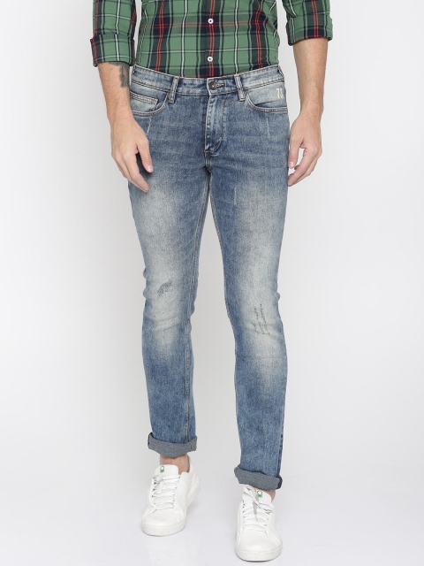 

Pepe Jeans Men Blue Regular Fit Mid-Rise Low Distress Stretchable Jeans